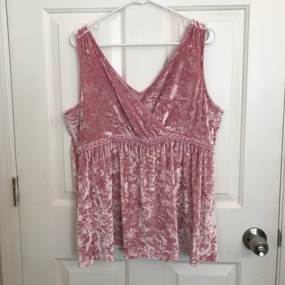 Torrid Holiday Babydoll Crushed Velvet Tank Top Plus Size 2 Pink - Picture 3 of 8